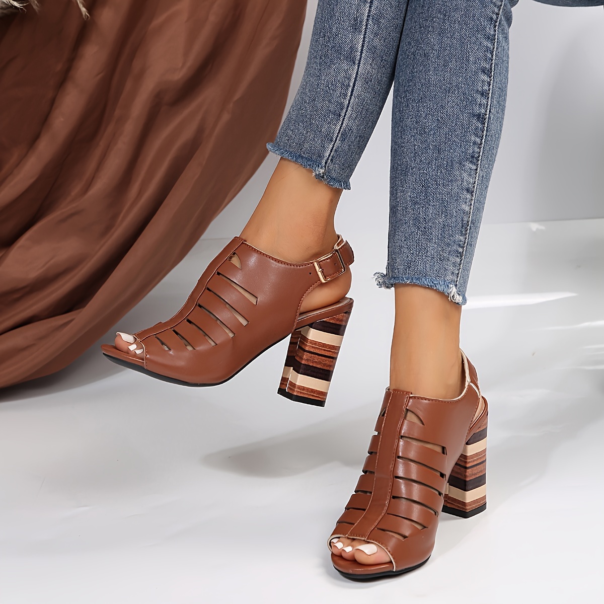 heeled sandals, womens block heeled sandals fashion open toe dress pumps comfortable buckle strap heels details 7