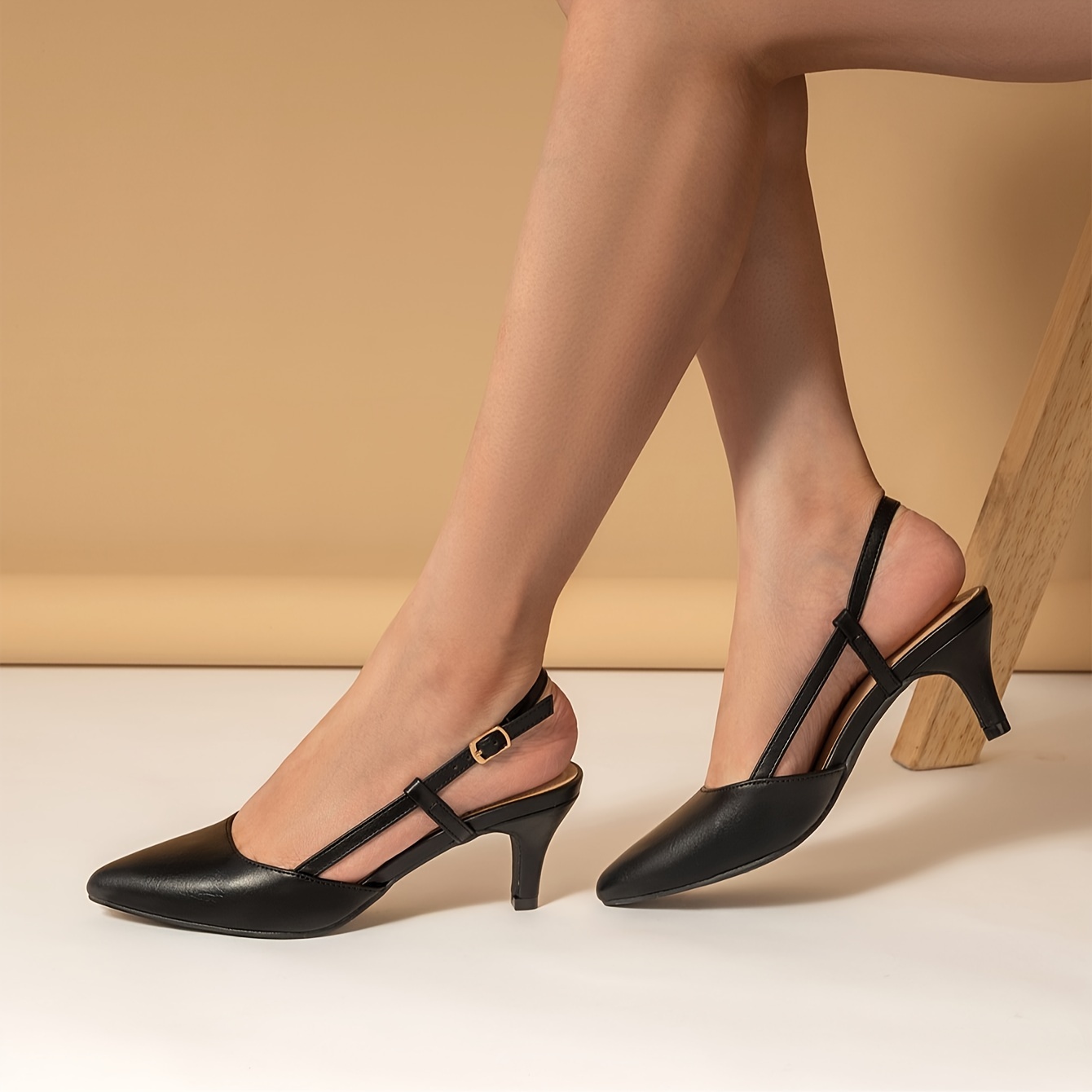 womens solid color elegant shoes ankle buckle strap casual stiletto d orsay shoes lightweight point toe daily shoes details 4