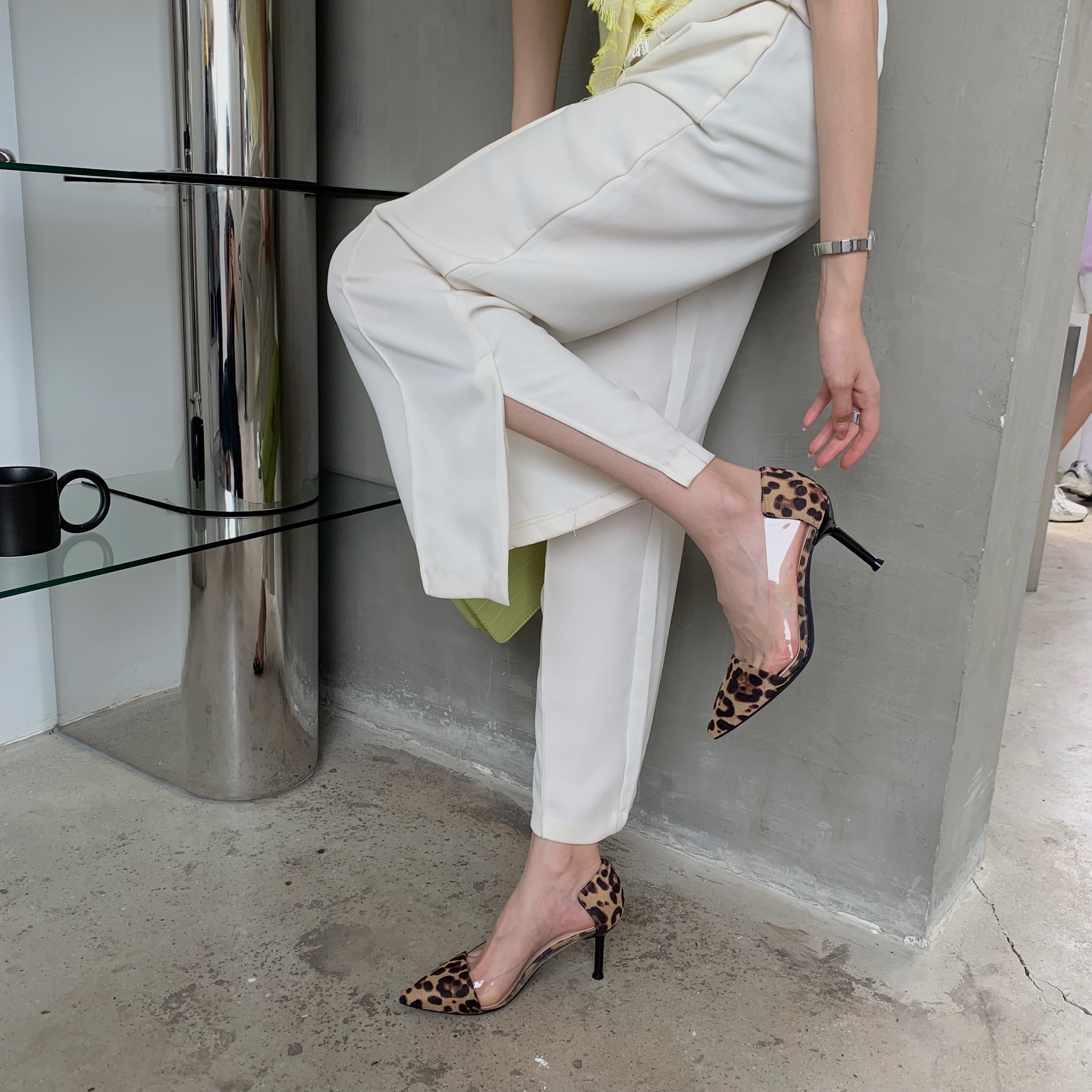 womens stiletto heeled shoes trendy point toe transparent pumps breathable slip on pumps details 13