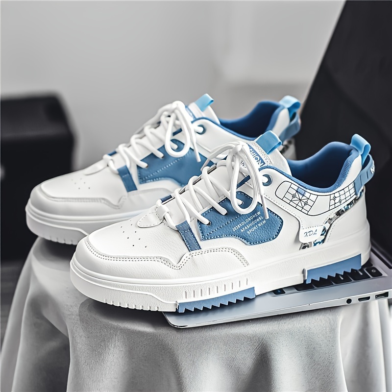 Men s Trendy Street Style Colour Block Skateboard Shoes, Comfy Non Slip Durable Lace Up Sneakers For Men s Outdoor Activities details 0