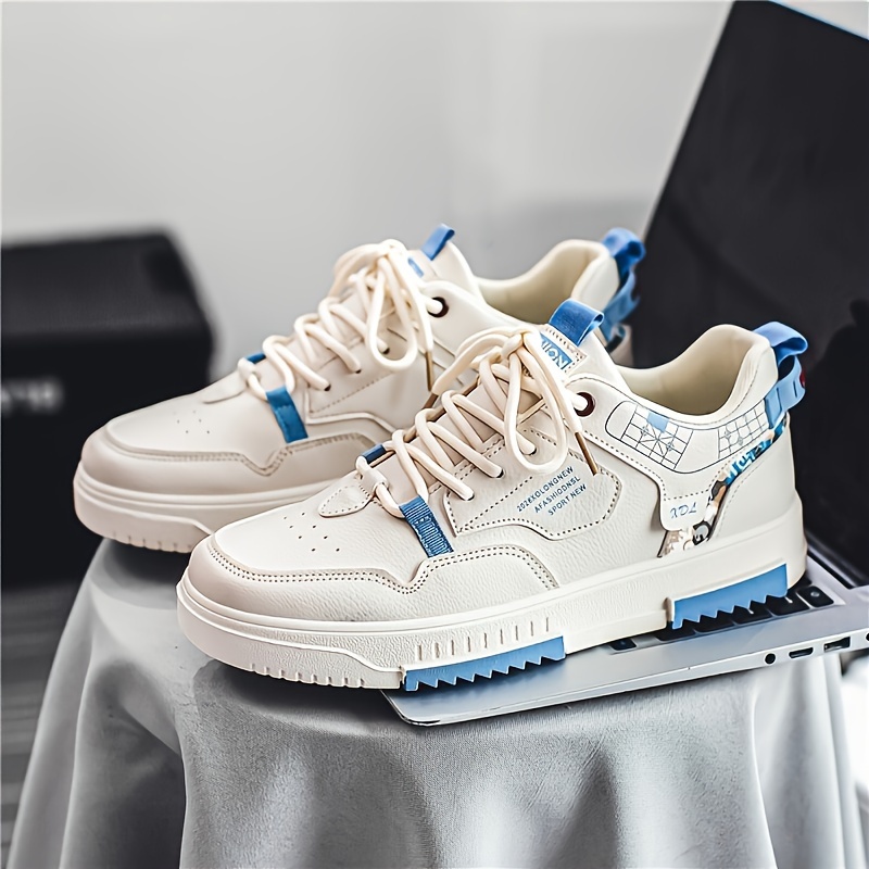 Men s Trendy Street Style Colour Block Skateboard Shoes, Comfy Non Slip Durable Lace Up Sneakers For Men s Outdoor Activities details 1
