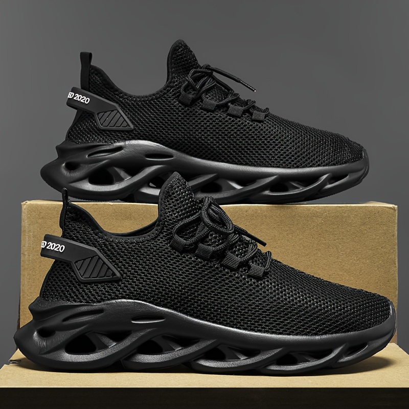 mens slip on blade sneakers with shoelaces odor resistant athletic shoes lightweight and breathable details 3