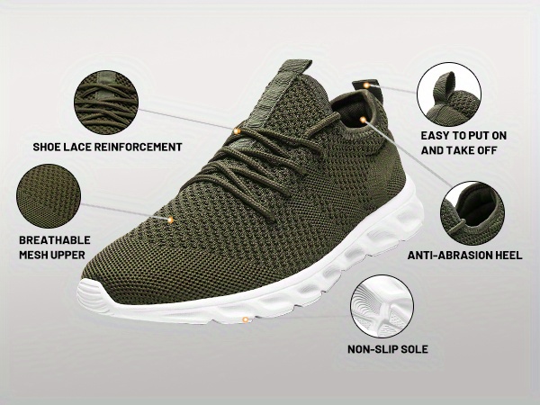 mens lightweight breathable non slip running shoes details 2